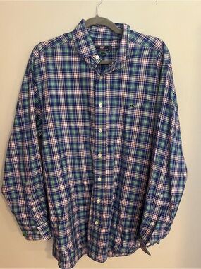 Vineyard Vines Green &‎ Blue Plaid Button-Down Shirt